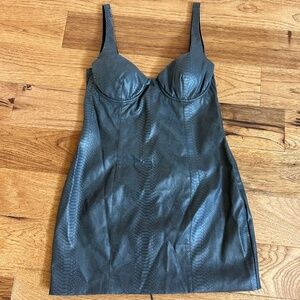 Naked Wardrobe Snakeskin Embossed Lace-Up Faux Leather Minidress size L